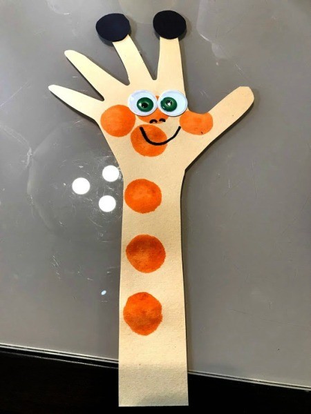 Handprint Giraffe Bookmark - finished bookmark