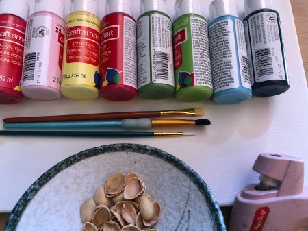 Pistachio Shell Birds Painting - supplies