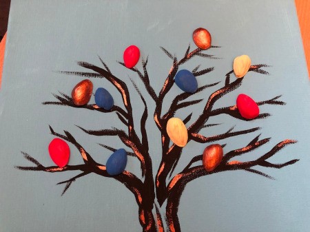 Pistachio Shell Birds Painting - lay out the shells