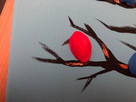 Pistachio Shell Birds Painting - lift each shell and paint a beak then add a blob of glue and attach shell (bird)