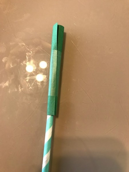 Straw Space Rocket - taped in place