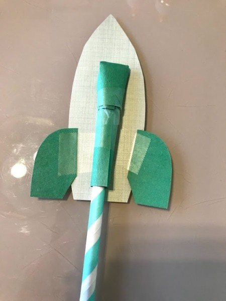 Straw Space Rocket - tape or glue the launcher to the back of the rocket