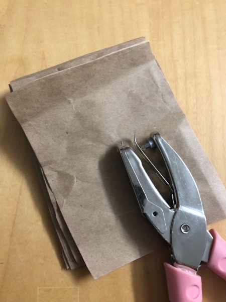 Recycled Paper Bag Doodle or Sticker Book - pages and hole punch