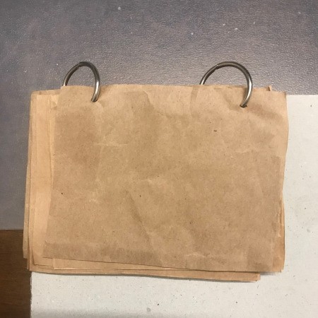 Recycled Paper Bag Doodle or Sticker Book - measure the pages against a piece of cardboard and cut out two pieces