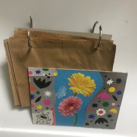 Recycled Paper Bag Doodle or Sticker Book - open the loose leaf rings and add the front and back covers