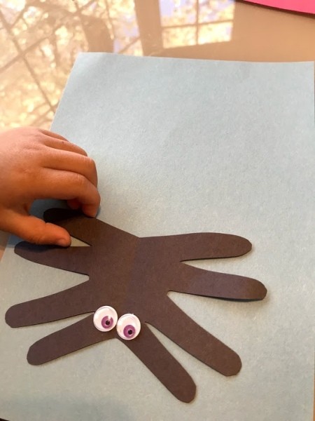 Spider Handprint Craft - add eyes