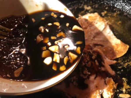 Honey Garlic sauce poured on Salmon