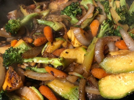 cooked Veggies in pan