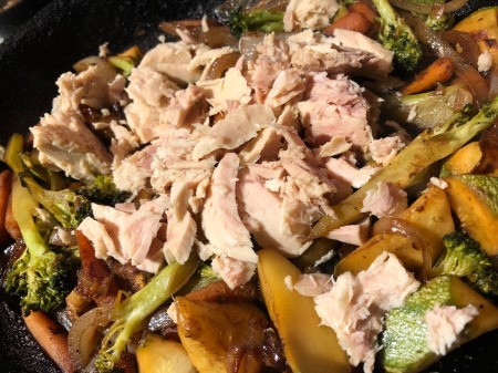 Tuna added to cooked Veggies