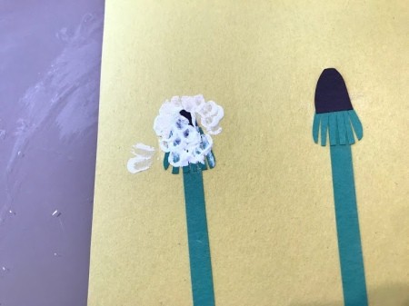 Making a Dandelion Card - Toddler Activity - painted fluff