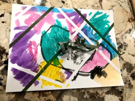 Toddler Tape Art Painting - remove the tape