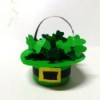 Mini Shamrock Hat Basket - tiny green Irish hat filled with mini shamrocks