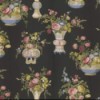 Searching for Waverly Wild Rose Wallpaper  - black background with vases of roses