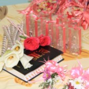 Souvenirs and decorations for a wedding.