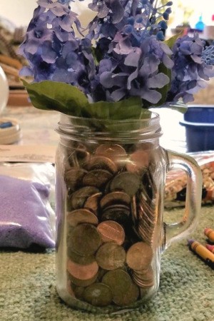 Vase of Many Colors - example with pennies