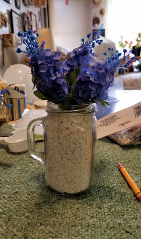 Vase of Many Colors - crushed white rock