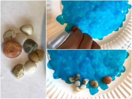 Paper Plate Aquarium Toddler Craft - hot glue assorted rocks to the bottom quarter or so of the plate