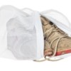 Dirty shoes in a dryer bag.