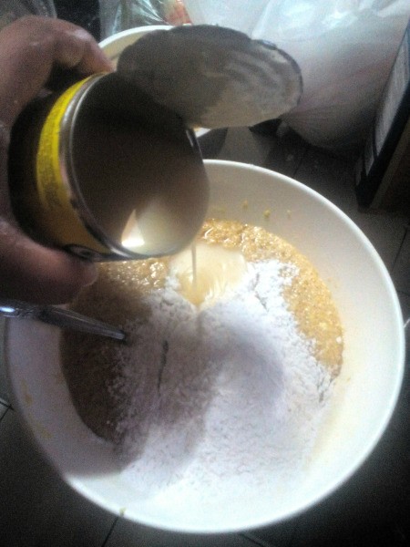 adding evaporated milk to batter