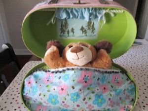 Child's Travel Buddy - finished bear in a travel case
