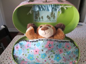 Child's Travel Buddy -  finished bear in a travel case