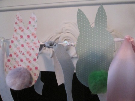 Spring Bunny Banner - ribbons tied between bunnies