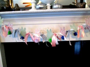 Spring Bunny Banner - banner on mantle