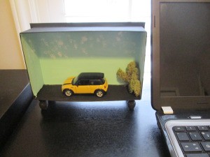 Repurposing a Candy Box Into Shadow Boxes - Mini Cooper model box