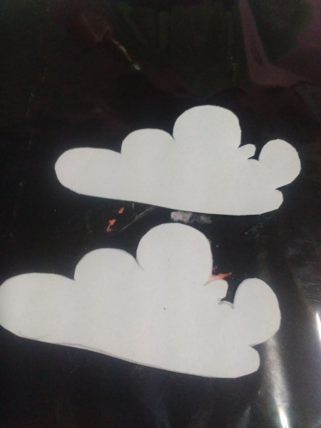 Pot of Golden Treats - fold the paper so that when you cut you have two clouds