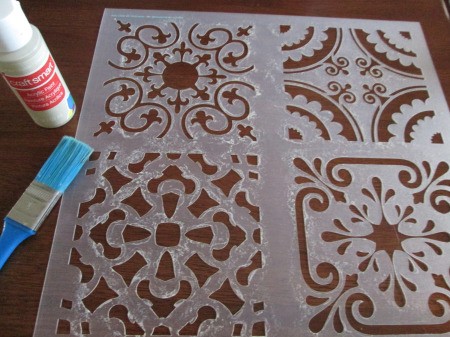 Painting Decorative Indoor/Outdoor Signs - stencil, brush, and bottle of paint