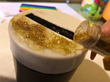 Pot O' Gold Piggy Bank - sprinkle with gold glitter.