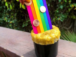 Pot O' Gold Piggy Bank - coins stuck to the rainbow for demonstration