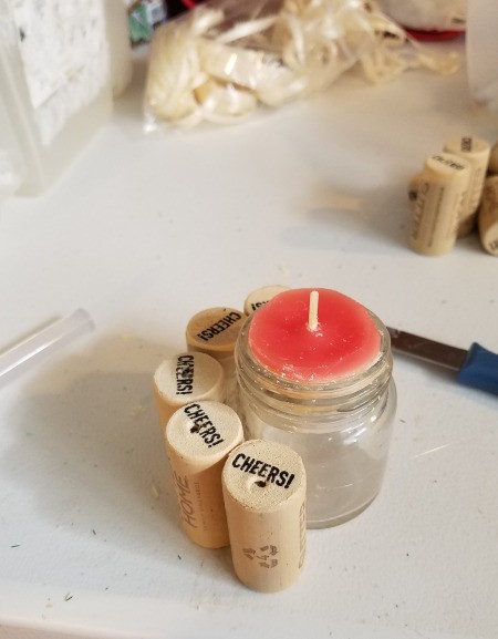 Recycled Cork Thread Dispenser and a Candle Holder - continue glueing corks
