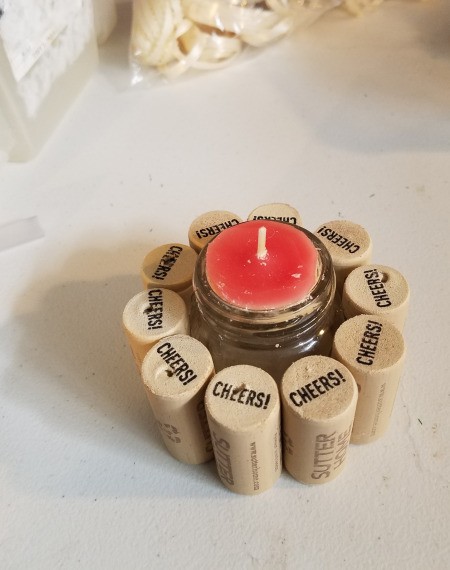 Recycled Cork Thread Dispenser and a Candle Holder