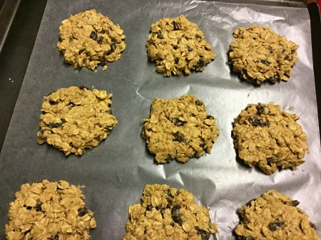 baked Oatmeal Raisin Cookies on sheet