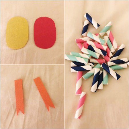 Making a Paper Drinking Straw Snake - supplies prepped for child to assemble