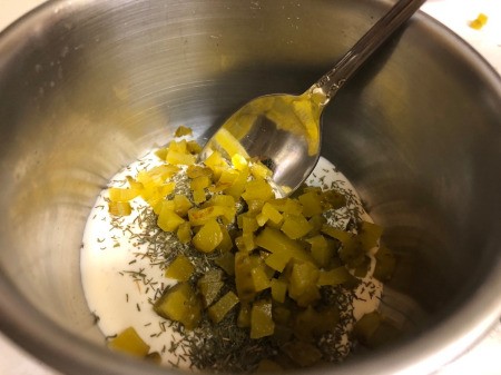 mixing tarter sauce