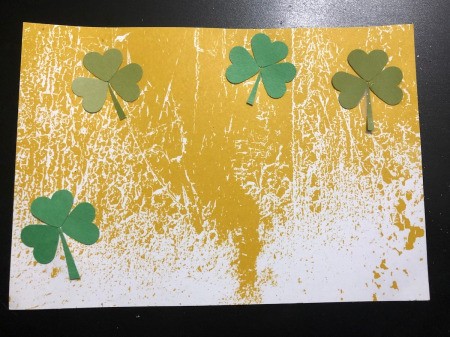 One of a Kind Clover Card - glue down the leaves and stems for the 3 leaf clovers