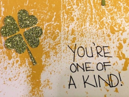 One of a Kind Clover Card - write the message near the 4 leaf clover