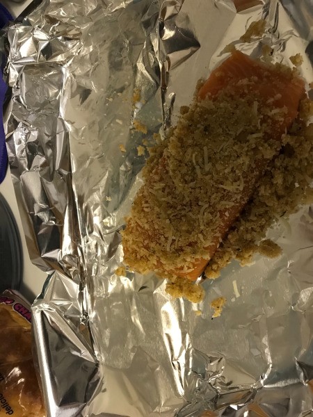 Garlic Parmesan Salmon on foil