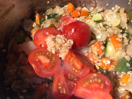 tomatoes added to Toasted Oat and Vegetable Soup