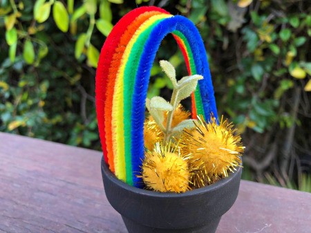 Pot O' Gold Planter - faux plant added