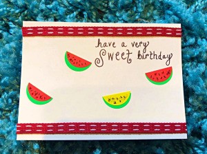 Making a Watermelon Card from Round Labels - finished card