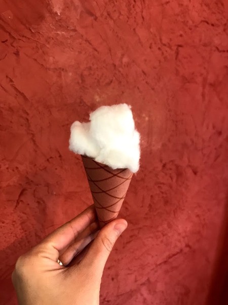 Making Paper Ice Cream Cones - stuff with cotton balls