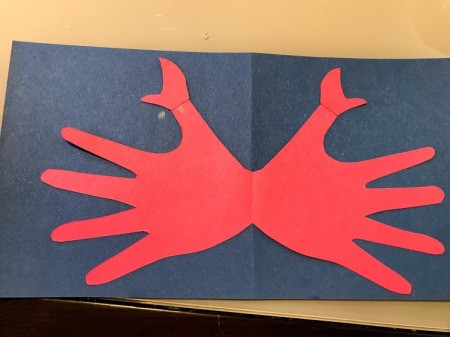 Crab Handprint Card - position crab and glue to inside of the card