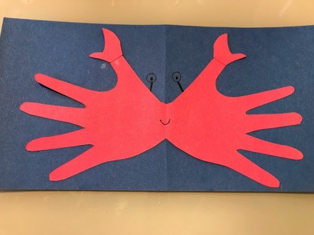 Crab Handprint Card - draw on eyes and mouth