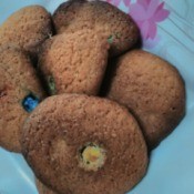 M&M Rainbow Cookies on plate
