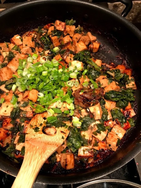 green onion added to Tofu Stir Fry