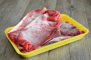 Thawing Meat in a tray.