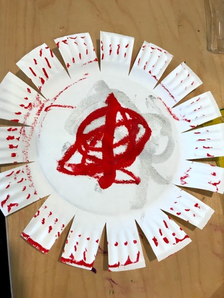 Spring Paper Plate Flower Craft - cut out triangles to make flower